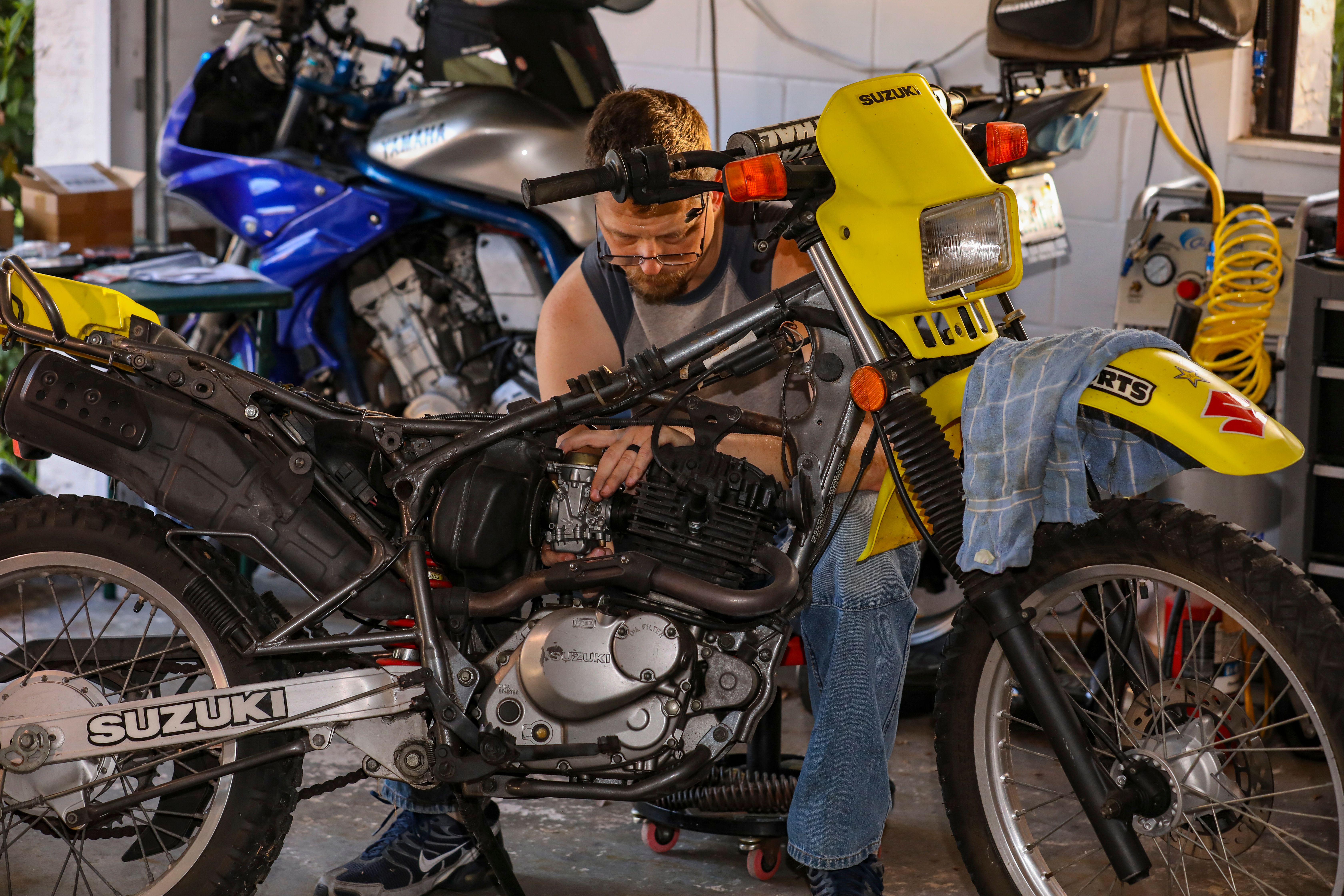 Professional motorcycle repair workshop